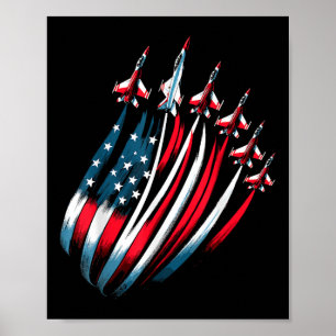 Poster Drapeau Patriotique USA Jets Boys 4 juillet