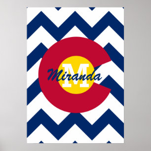Poster Drapeau personnalisé de motif du Colorado Chevron