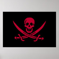 Drapeau pirate de Crâne Rouge et Épées de Calico J