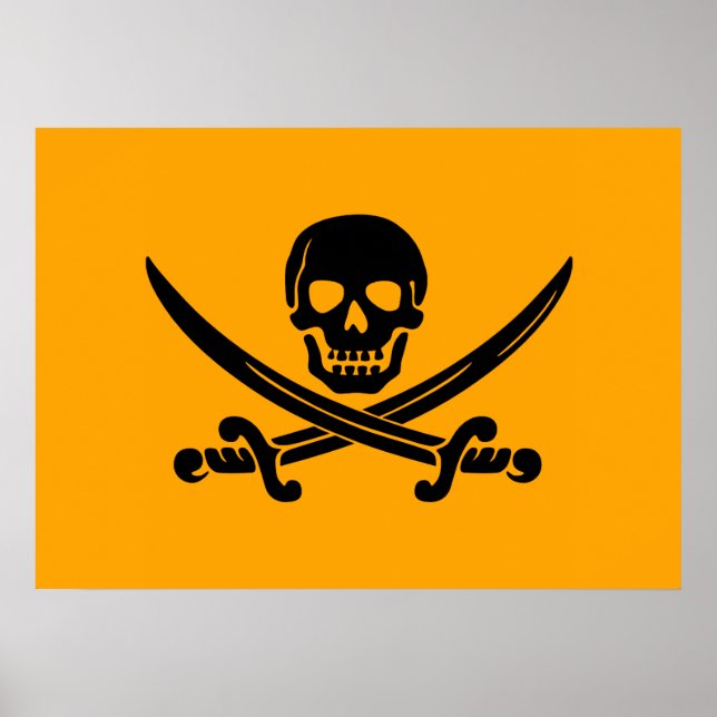 Poster Drapeau pirate de Jolly roger jaune et noir (Devant)