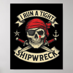 Poster Drapeau Pirate Et Traverses Je Dirige Un Épave Ser