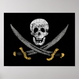 Poster Drapeau pirate Jolly roger du capitaine Jack Rackh