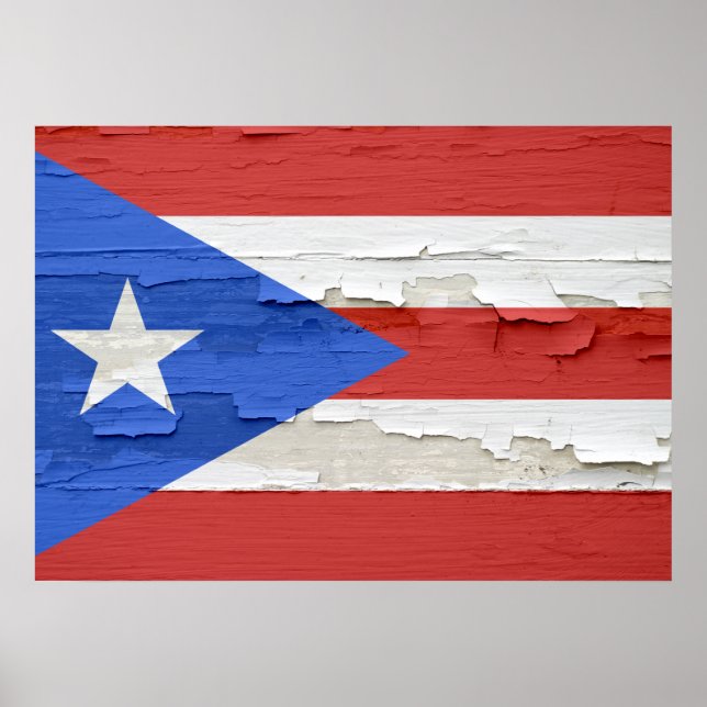 Poster Drapeau Porto Rico Patiné (Devant)