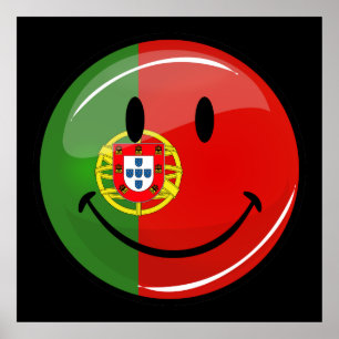 Poster Drapeau portugais souriant