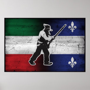 Poster Drapeau Québec et Patriote Henri Julien érodé