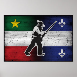 Poster Drapeau Québec et Patriote Henri Julien érodé