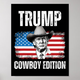 Poster Drapeau républicain américain 2024 Cowboy Edition