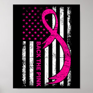 Poster Drapeau Retour Ruban de sensibilisation au cancer