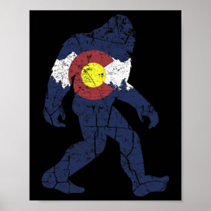 Poster Drapeau Rétro de l'État du Colorado Sasquatch Mont