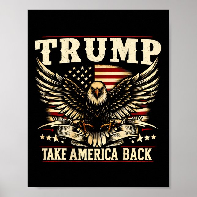 Poster Drapeau Retro Trump 2025 États-Unis Reprendre l'ai (Devant)