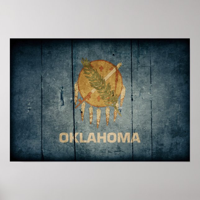 Poster Drapeau robuste de Wood Oklahoma (Devant)