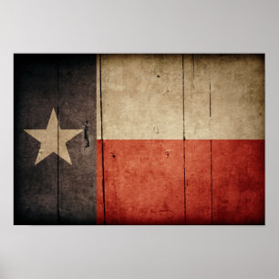 Poster Drapeau robuste de Wood Texas
