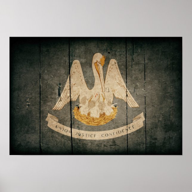 Poster Drapeau robuste en bois Louisiane (Devant)