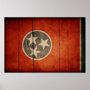 Poster Drapeau robuste en bois Tennessee