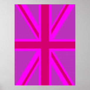 Poster Drapeau rose Fuchsia Union Jack