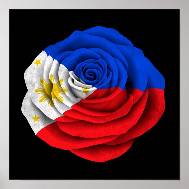 Poster Drapeau Rose philippin noir (Devant)