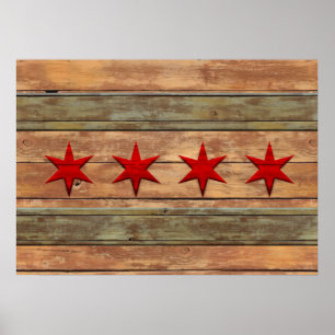 Poster Drapeau rustique vintage de Chicago