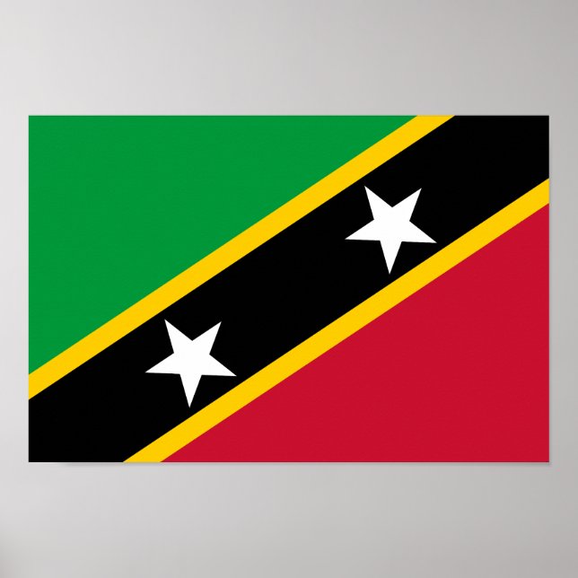 Poster Drapeau Saint-Kitts-et-Nevis (Devant)