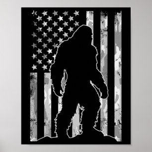 Poster Drapeau Sasquatch Usa Patriotique 4 juillet Bigfoo