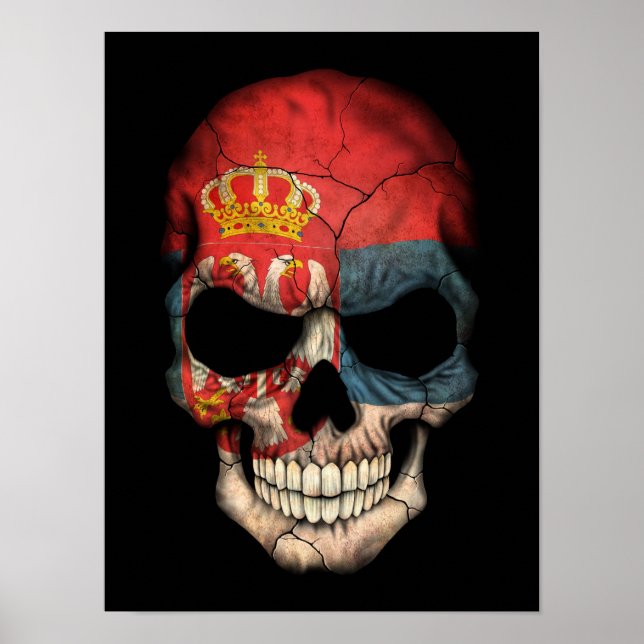 Poster Drapeau serbe en noir (Devant)