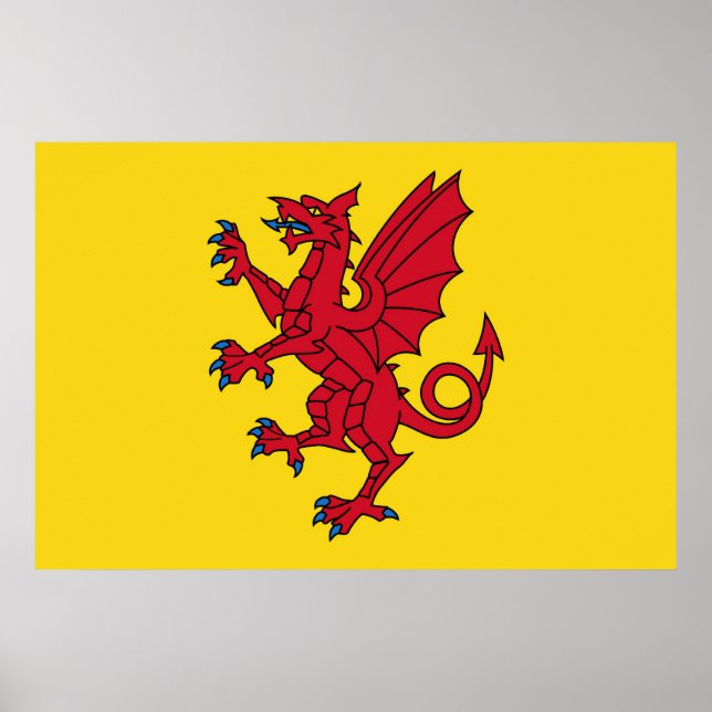 Poster Drapeau Somerset Angleterre symbole de dragon (Devant)