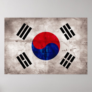 Poster Drapeau sud-coréen patiné