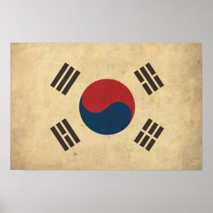 Poster Drapeau sud-coréen vintage
