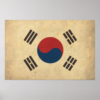 Poster Drapeau sud-coréen vintage