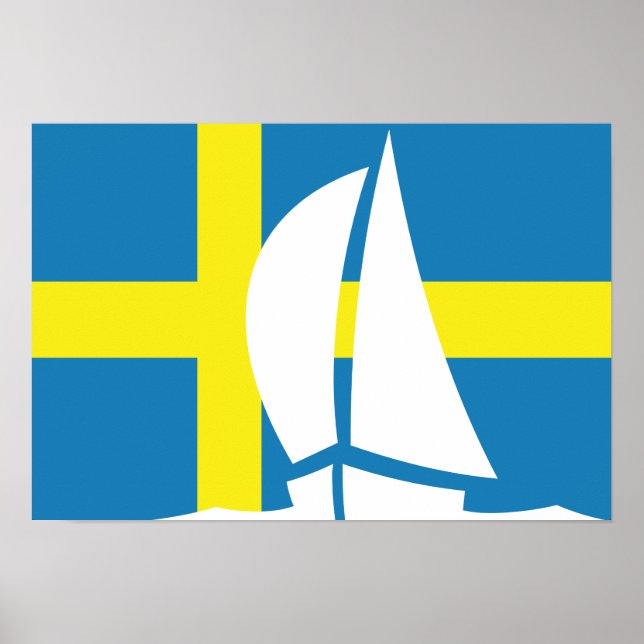 Poster Drapeau suédois voile Yacht Suède Nautique (Devant)