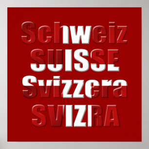 Poster Drapeau suisse des langues officielles Cadeau