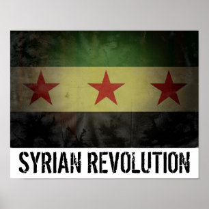Poster Drapeau syrien "révolution syrienne" grungy