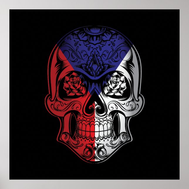 Poster Drapeau Tchèque Et Drapeau Rose (Devant)