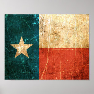 Poster Drapeau texan soufflé et usé