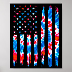 Poster Drapeau Tie Dye Usa Hommes Femmes Enfants Drapeau 