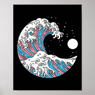 Poster Drapeau transgenre Fierté transgenre LGBTQ - Vague