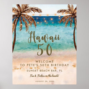 Poster drapeau tropical hawaii 5 0 panneau d'accueil