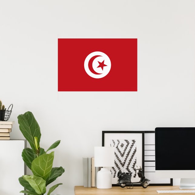 Poster Drapeau tunisien (Bureau à domicile)