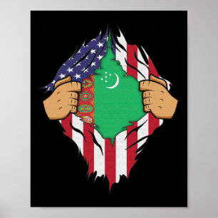 Poster Drapeau Turkmène Turkménistan Hommes Femmes Enfant
