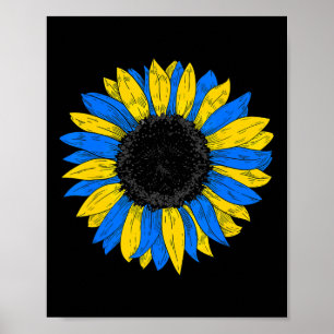 Poster Drapeau Ukraine Tournesol Drapeau Ukrainien Vintag