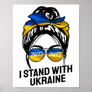 Poster Drapeau ukrainien Je suis avec l'Ukraine 2025 Chem