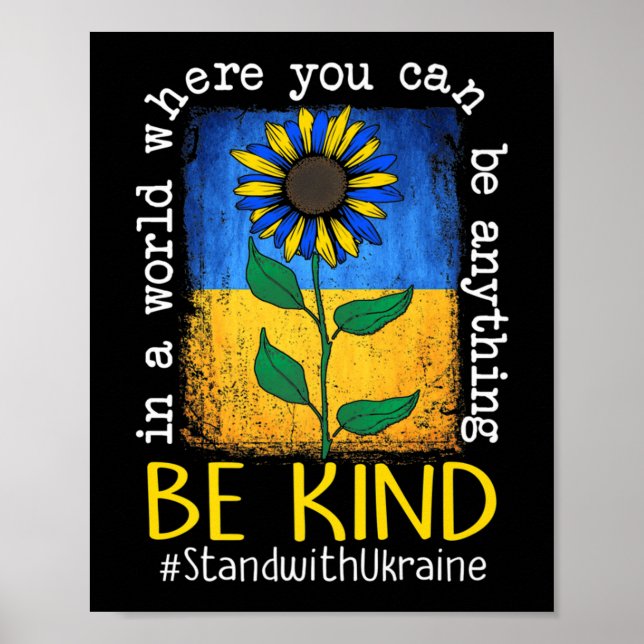 Poster Drapeau Ukrainien Tournesol Soyez Stind Avec L'Ukr (Devant)