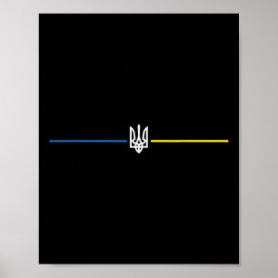 Poster Drapeau ukrainien Tryzub militaire ukrainien 