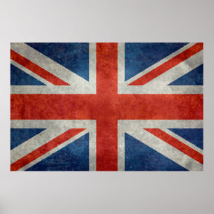 Poster Drapeau Union Jack britannique dans style rétro te