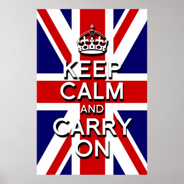 Poster drapeau Union Jack keep calm and carry on (Devant)