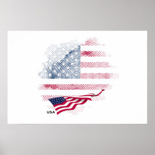 Poster Drapeau USA