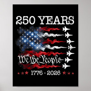 Poster Drapeau USA avions de combat Vintage 250 ans 1776-