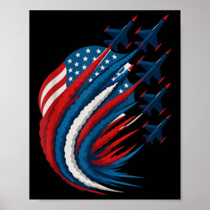 Poster Drapeau Usa Patriotique Avions De Chasse Enfants F