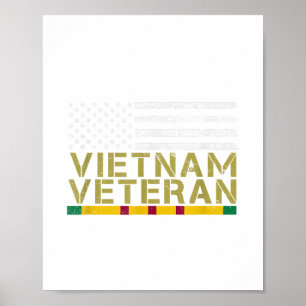 Poster Drapeau Usa Vietnam Vétérinaire - Vieux Homme Viêt