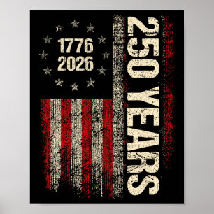Poster Drapeau Usa Vintage 250e Anniversaire Indépendance