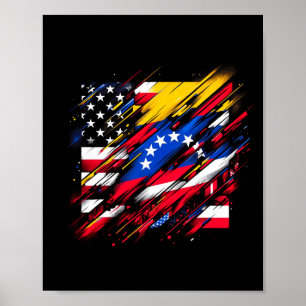 Poster Drapeau vénézuélien à moitié _ vintage venezuela u